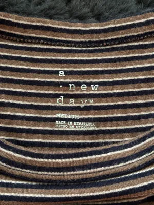 A New Day Target Black and Brown Striped Long Sleeve Shirt thumbnail 3