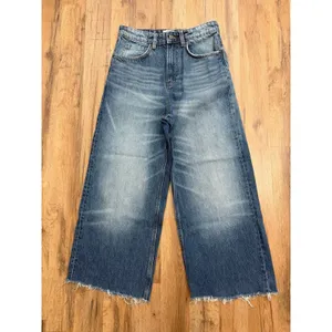 Cotton On Super Baggy Jeans‎ Women's 28 Blue Wide Leg High Rise Raw Hem Denim thumbnail 2