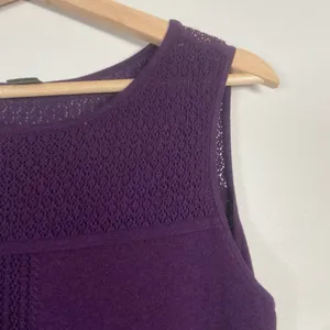 Ralph Lauren Pointelle Knit A-Line Dress Size M Purple (Retail‎ $169) Fit Flare thumbnail 3