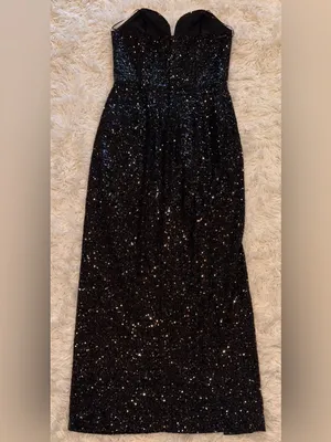 NEW Amanda Uprichard Cherri Sequin Black Gown Sz. S thumbnail 8