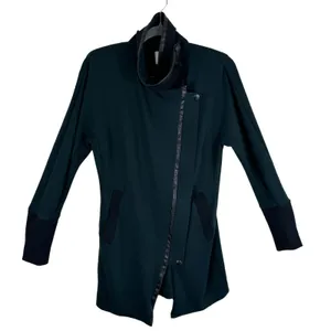 Cabi Renaissance Forest Green Black Asymmetrical Full Zip Mid Length Jacket‎ S thumbnail 3