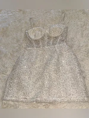 NEW NADINE MERABI Alice Embellished Belted WHITE Minidress sz 4 thumbnail 5