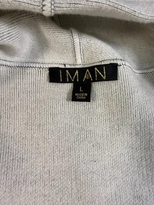 IMAN Cotton Blend Black Cardigan with White Interior thumbnail 6
