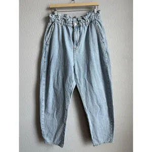 ZARA Women's Size 10 Ultra‎ High Waisted Paper Bag 90's Y2K Barrel Denim Jeans thumbnail 12