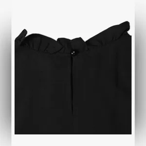 NEW Black long Sleeve Blouse Career Mock Neck Ruffle Top M thumbnail 6
