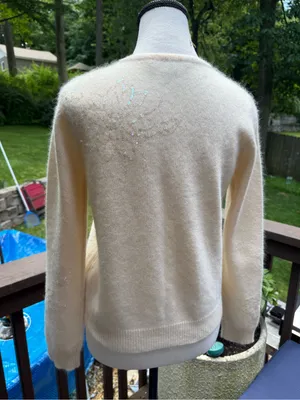 Janeville Sequin Embellished Lambswool Cardigan - Cream thumbnail 5