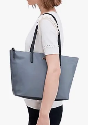 Kate Spade Lida May Nylon Street Tote Bag Gray Black Designer Y2K 2010 thumbnail 1