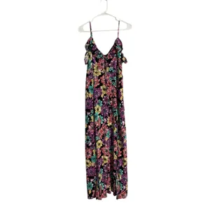 Lulus Dynah Black Floral Print Sleeveless Maxi Dress Fairy Vacation Party Sz M thumbnail 3