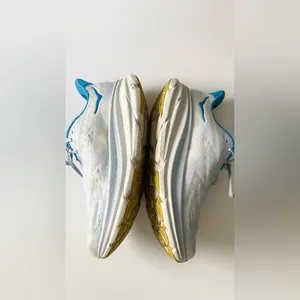 Hoka One One White and Blue Athletic Shoes thumbnail 3