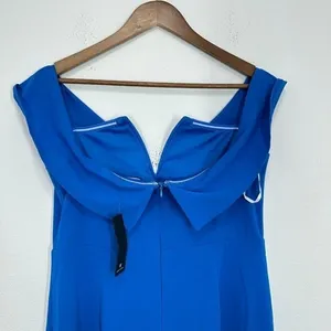 Lulus Size‎ XL Cobalt Blue Off the Shoulder Plunge Wide Leg Jumpsuit NWT Wedding thumbnail 8