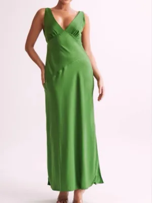 Meshki Womens Green Nadia Satin Dress Large New With Tags Cowl Back thumbnail 9