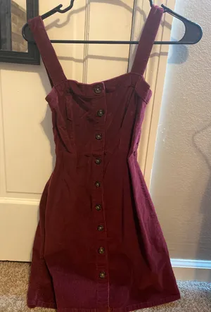 Hollister Maroon velvet button down dress thumbnail 1