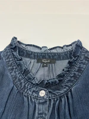 Rails Shawna Mini Dress Womens‎ Medium Dark Vintage Blue Smocked Waist Tencel thumbnail 12