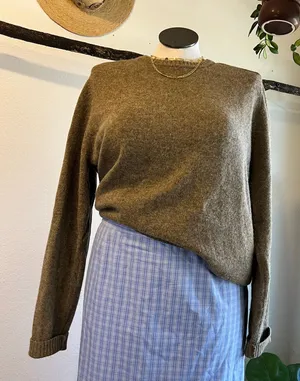 Banana Republic Tan Unisex Lambswool Alpaca Knit Elbow Patch Sweater Size XL thumbnail 1
