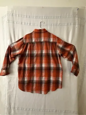 La Miel Orange Plaid Flannel Button Up Shirt Women’s size Large(A617) thumbnail 7