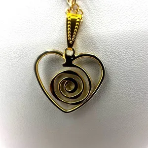 Gold tone heart swirl pendant necklace thumbnail 4