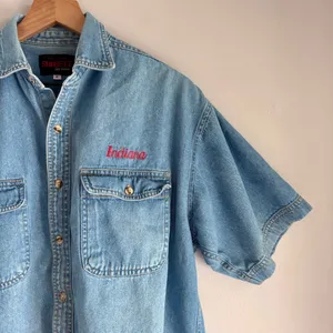 Vintage 90’s Sunbelt Sportswear Indiana University Button Down Denim Shirt Med thumbnail 4