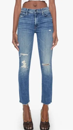 Mother Mid-Rise Dazzler Ankle Fray Jeans in Weekend Warrior thumbnail 1