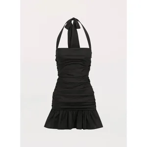 Peppermayo Alone With You Mini Dress Size US 8 Black Halter Tie Neck Ruched thumbnail 3