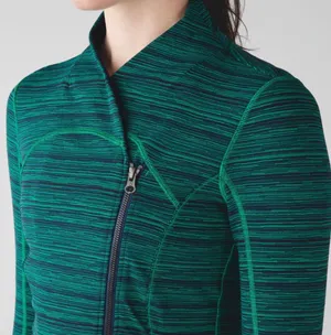 Lululemon Precision Green Cyber Jungle Blue Front Zip Jacket Size 8 thumbnail 2