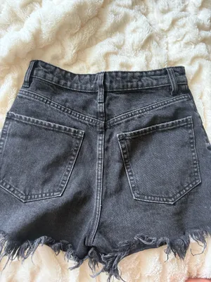 ZARA Black Denim Shorts High-Waisted thumbnail 4