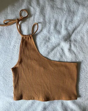 Aerie Tie One Shoulder Cropped Tank Top thumbnail 1