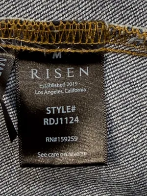 RISEN Dark Denim Distressed Snap Front Frayed Hem Jean Shirt Jacket Shacket thumbnail 7