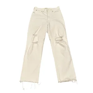 Madewell perfect vintage straight stretch jeans tile white ripped knee 25 thumbnail 5