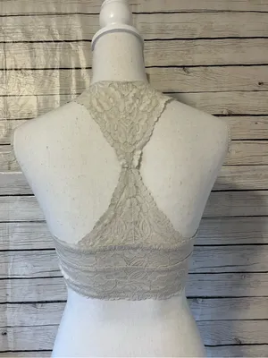 Free People GALLOON LACE RACERBACK BRALETTE IN Pale Gray thumbnail 3