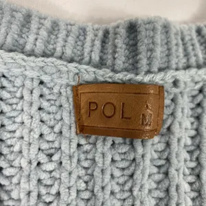 POL Anthropology Sweater Tunic Womens Medium Blue Chunky Knit‎ Short Sleeve thumbnail 5