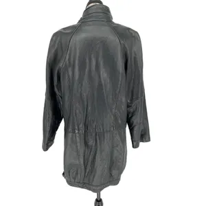 Vintage G-III Leather Fashions Oversized Black Leather Jacket Drawstring Waist thumbnail 4