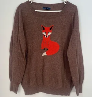 Old Navy Vintage Fox Sweater Size Large Crew Neck thumbnail 1