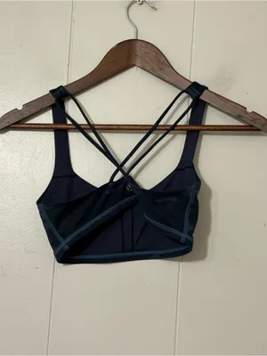 Lululemon Energy Bra Blue Black Camo Strappy Sports Bra Size 4 thumbnail 3