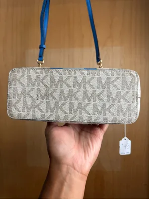Michael Kors Blue Stripe MK Logo Crossbody Bag Gold Chain Strap thumbnail 4