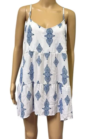 Show Me Your Mumu White Blue Spaghetti Strap Lightweight Pocket Dress Medium thumbnail 1