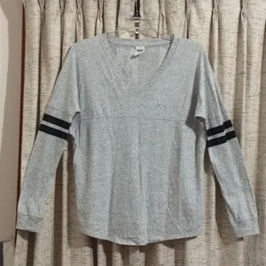 PINK Victoria's Secret V-Neck Long Sleeve Bling Tee thumbnail 1