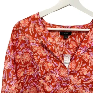 NWT J Crew Long-sleeve ramie tunic top in painted block print M thumbnail 4