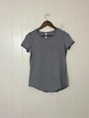 Lululemon Love Crew T-Shirt Black White Stripe Pima Cotton Size 4 thumbnail 3