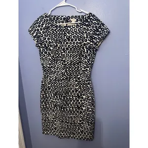 J.Crew Navy Ivory Basketweave Cotton Circle Print‎ Cap Sleeve Dress Size 6 thumbnail 2