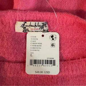 Free People x Intimately FP Top Womens Large Pink Warm Fluff Crop Top Y2K Knit thumbnail 5