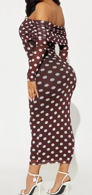 Polka dot midi dress Brown Size M thumbnail 5