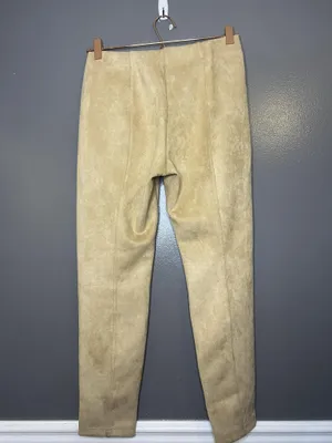 Tahari Pants Womens Med Beige Faux Leather Suede Slim Jegging Pull On Stretch thumbnail 5