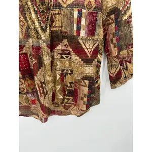 Lauren Ralph Lauren Women‎ Medium Brown Red Southwestern Cotton Blouse BH29 thumbnail 3
