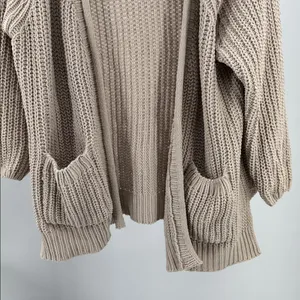 POL Beige Knit Women's Cardigan knit oversized open front M neutral casual thumbnail 7