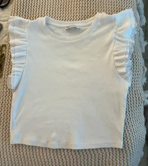 Zara white cropped ruffle tank  thumbnail 2