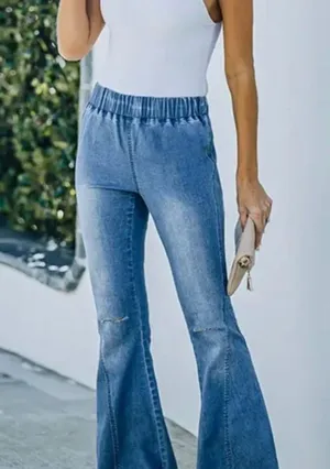 High waisted Distressed flare jeans Blue Size XL thumbnail 2