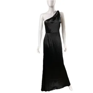Lulus Black Satin One-Shoulder Open‎ Back Formal Maxi Dress Size Small thumbnail 3