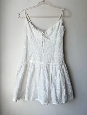 Princess Polly Peonies White Floral Embroidered Mini Dress 6 thumbnail 9