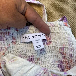 And Now This Women’s Floral Sweetheart Mini Dress Medium Cottagecore Linen Blend thumbnail 10