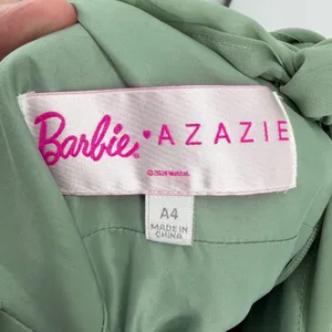 Barbie x Azazie Sage Green Pistachio Chiffon Puff Sleeve Tie Front Maxi Dress A4 thumbnail 8